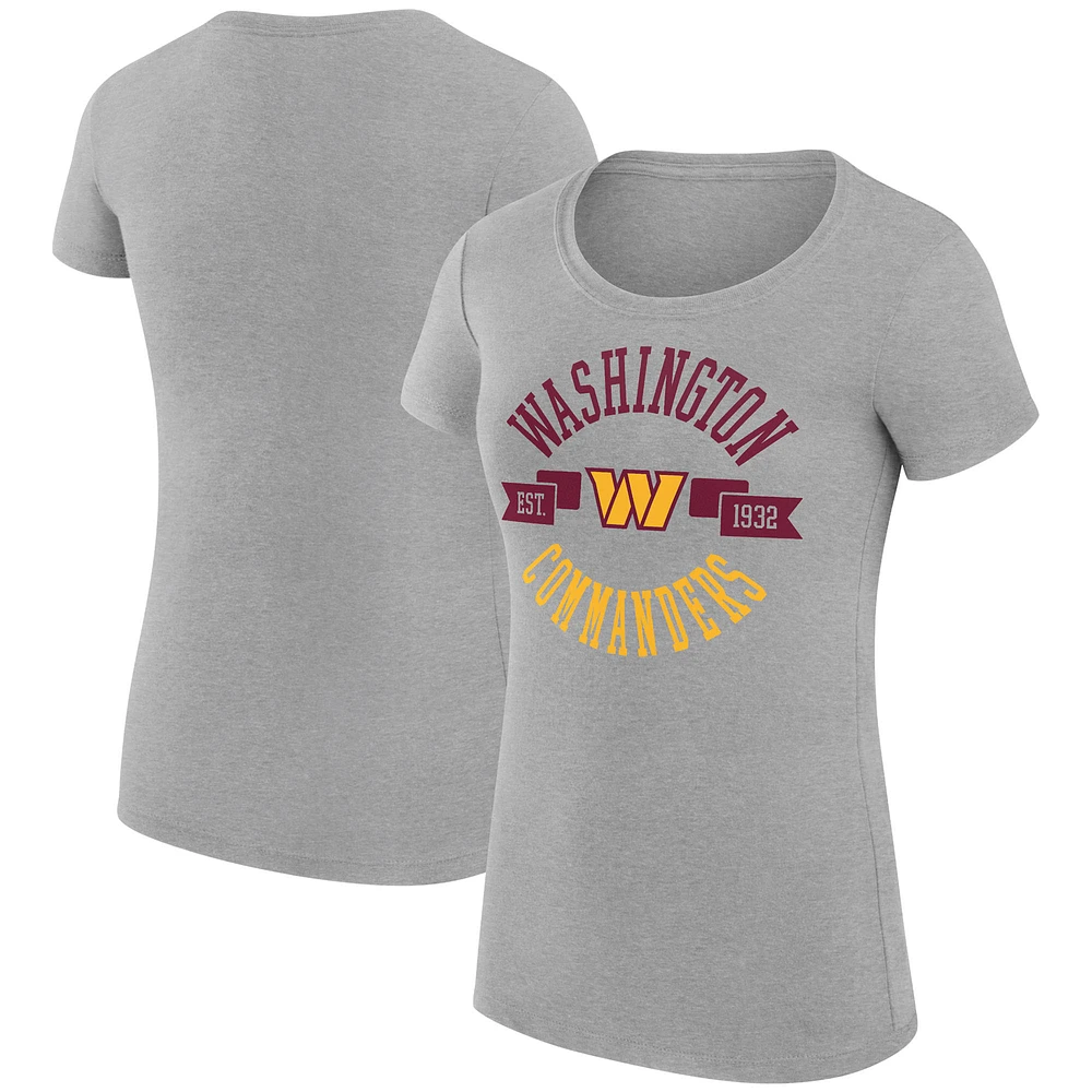 Women's G-III 4Her by Carl Banks Heather Gray Washington Commanders Super-Slim Fit Lightweight City Team Graphic Crewneck T-Shirt
