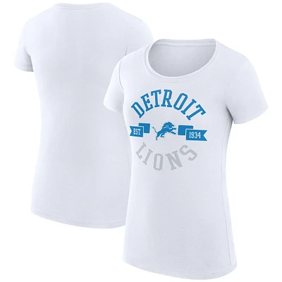 Women's G-III 4Her by Carl Banks White Detroit Lions Super-Slim Fit Lightweight City Team Graphic Crewneck T-Shirt