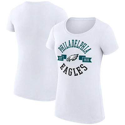 Women's G-III 4Her by Carl Banks White Philadelphia Eagles Super-Slim Fit Lightweight City Team Graphic Crewneck T-Shirt