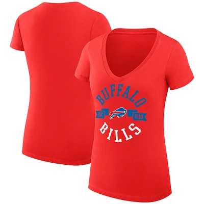 Women's G-III 4Her by Carl Banks Red Buffalo Bills Super-Slim Fit Lightweight City Graphic Team V-Neck T-Shirt