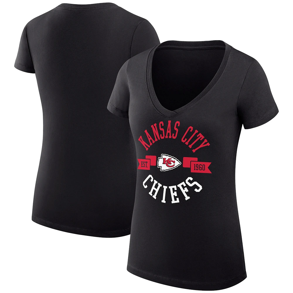Women's G-III 4Her by Carl Banks Kansas City Chiefs Super-Slim Fit Lightweight Graphic Team V-Neck T-Shirt