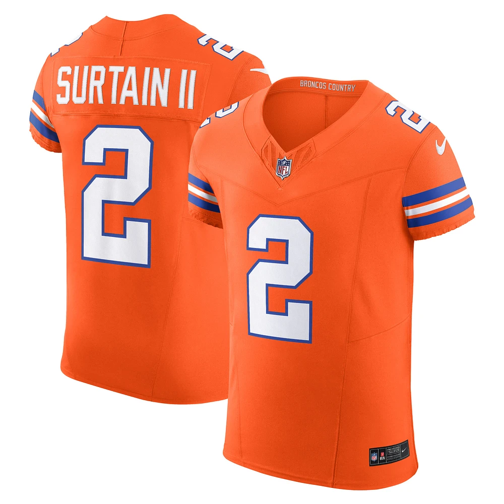 Men's Nike Patrick Surtain II Orange Denver Broncos Vapor F.U.S.E. Elite Jersey