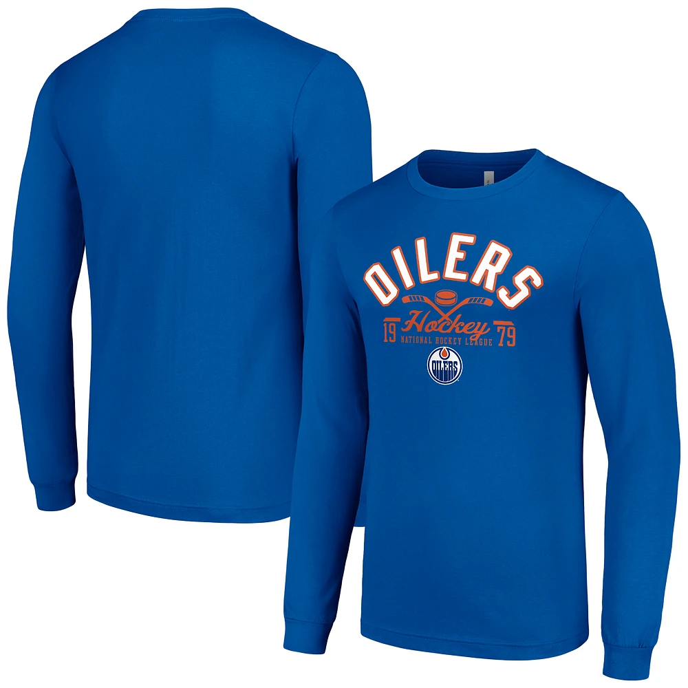 Men's Starter Royal Edmonton Oilers Puck Long Sleeve T-Shirt