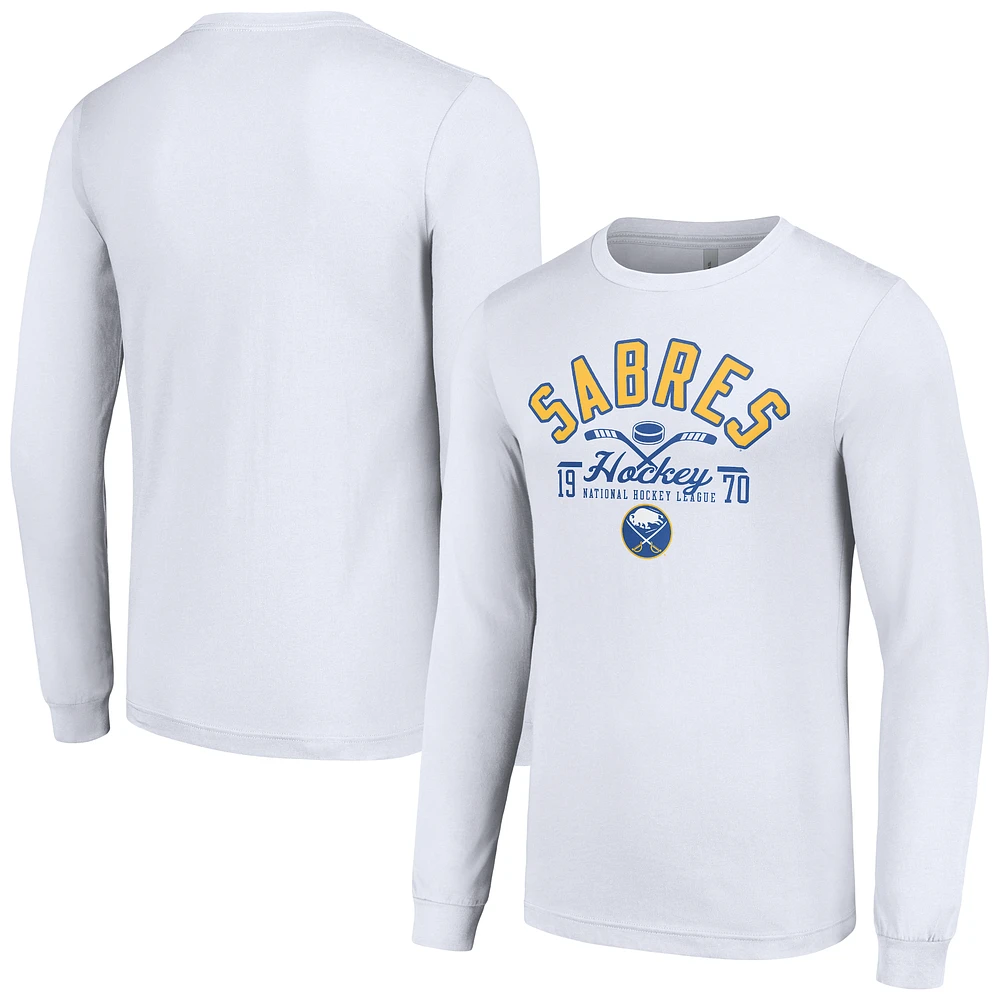 Men's Starter White Buffalo Sabres Puck Long Sleeve T-Shirt