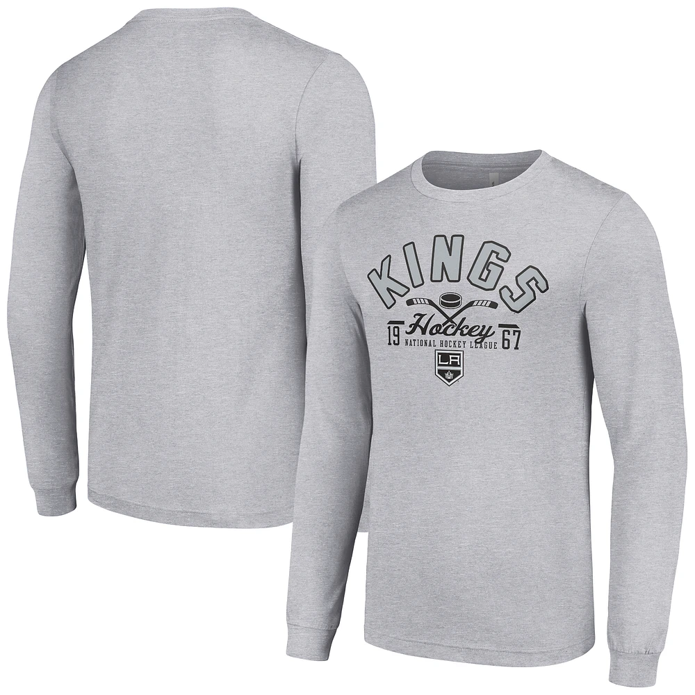 Men's Starter Heather Gray Los Angeles Kings Puck Long Sleeve T-Shirt
