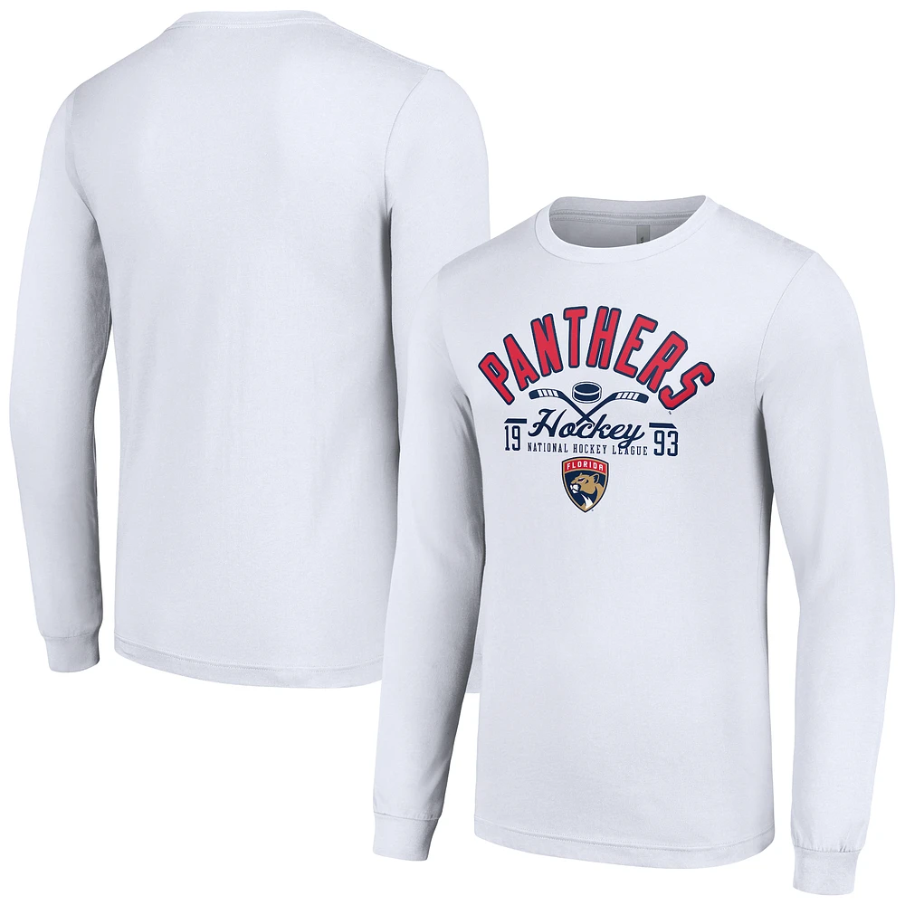 Men's Starter White Florida Panthers Puck Long Sleeve T-Shirt