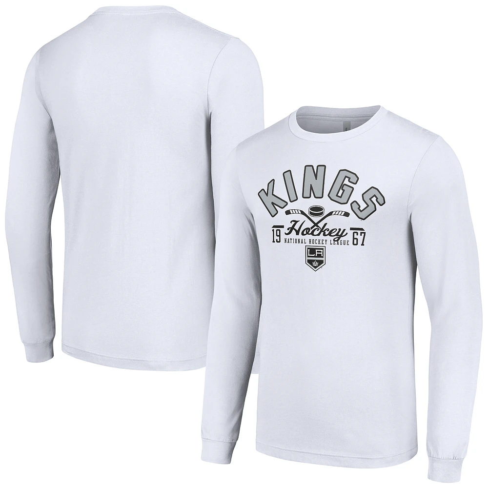 Men's Starter White Los Angeles Kings Puck Long Sleeve T-Shirt