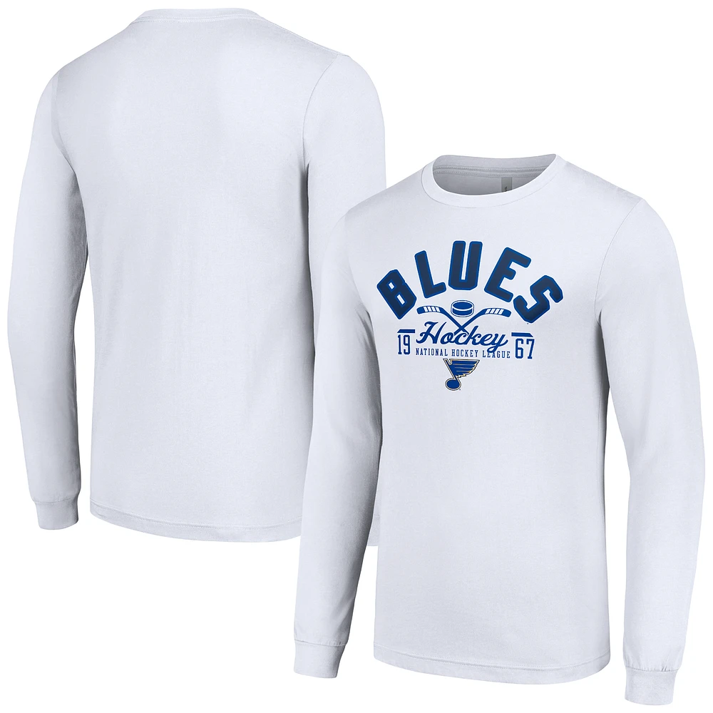 Men's Starter White St. Louis Blues Puck Long Sleeve T-Shirt