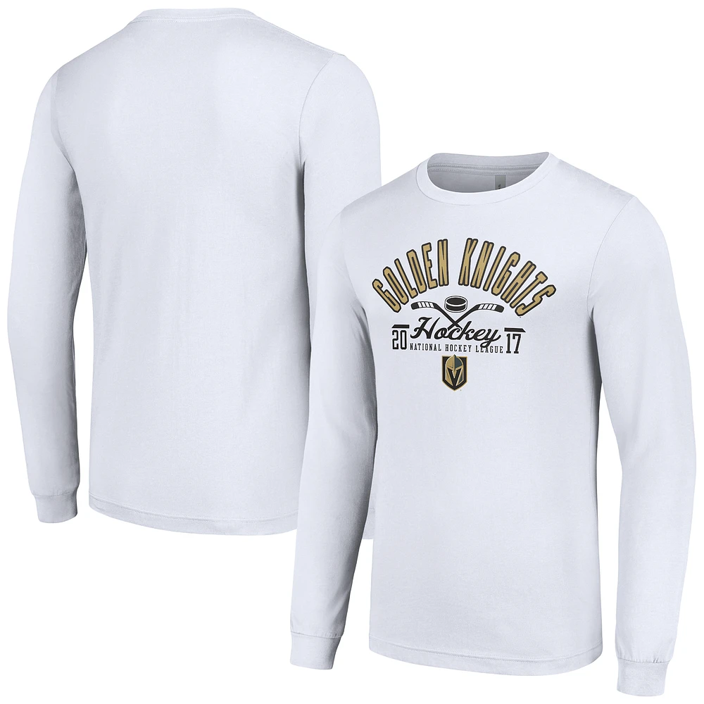Men's Starter White Vegas Golden Knights Puck Long Sleeve T-Shirt