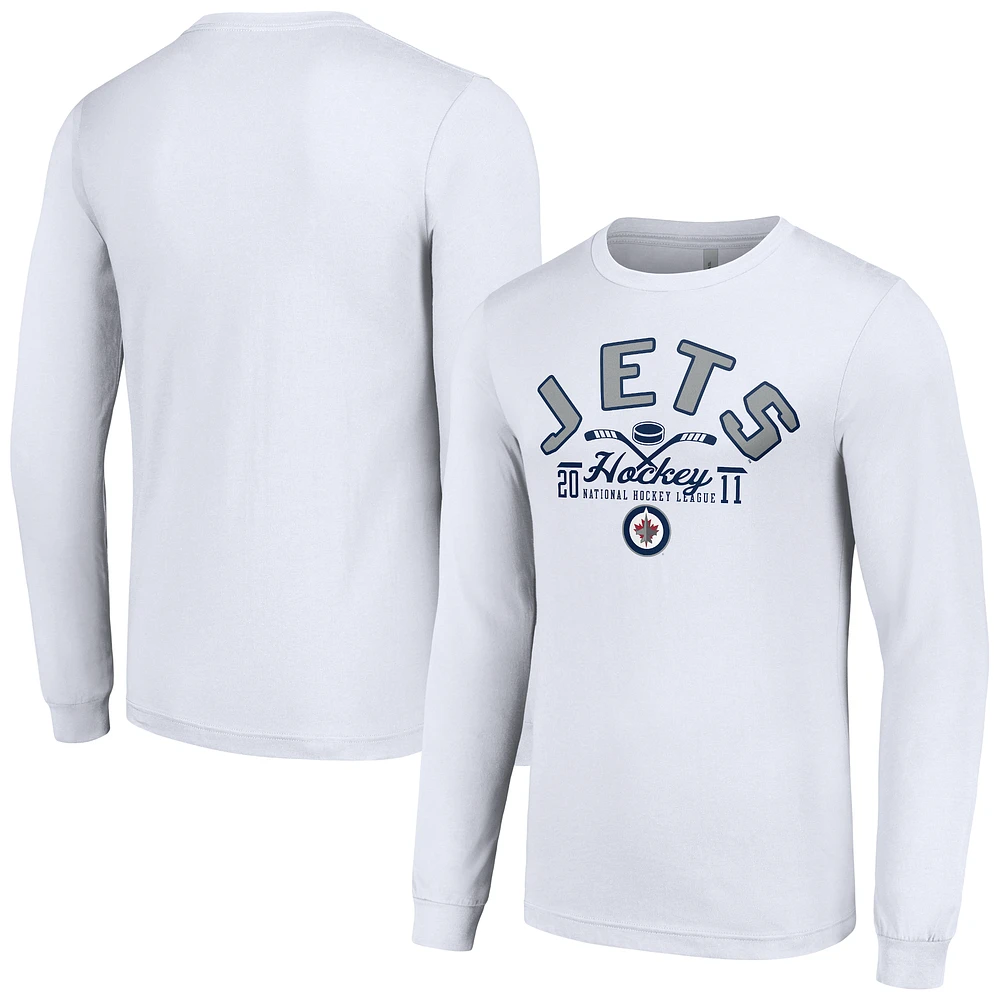 Men's Starter White Winnipeg Jets Puck Long Sleeve T-Shirt