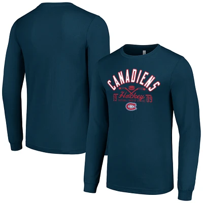 Men's Starter Navy Montreal Canadiens Puck Long Sleeve T-Shirt