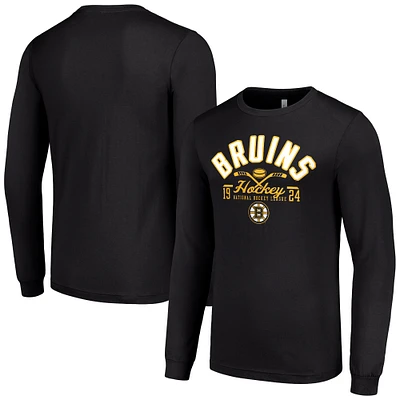 Men's Starter Black Boston Bruins Puck Long Sleeve T-Shirt
