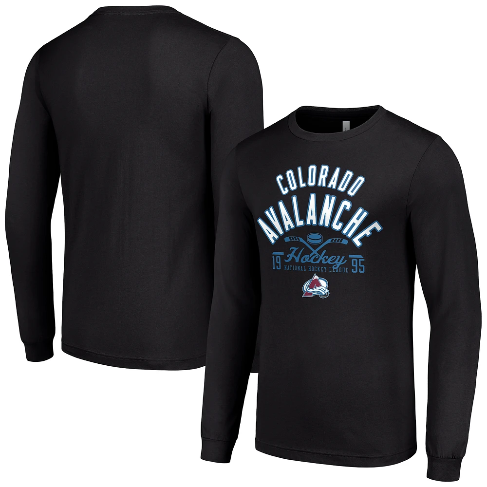 Men's Starter Black Colorado Avalanche Puck Long Sleeve T-Shirt