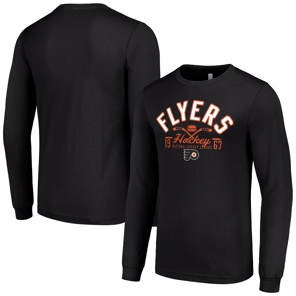 Men's Starter Black Philadelphia Flyers Puck Long Sleeve T-Shirt