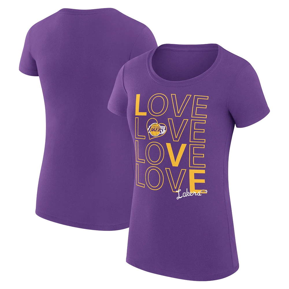 Women's G-III 4Her by Carl Banks Purple Los Angeles Lakers Super-Slim Fit Lightweight Basketball Love T-Shirt