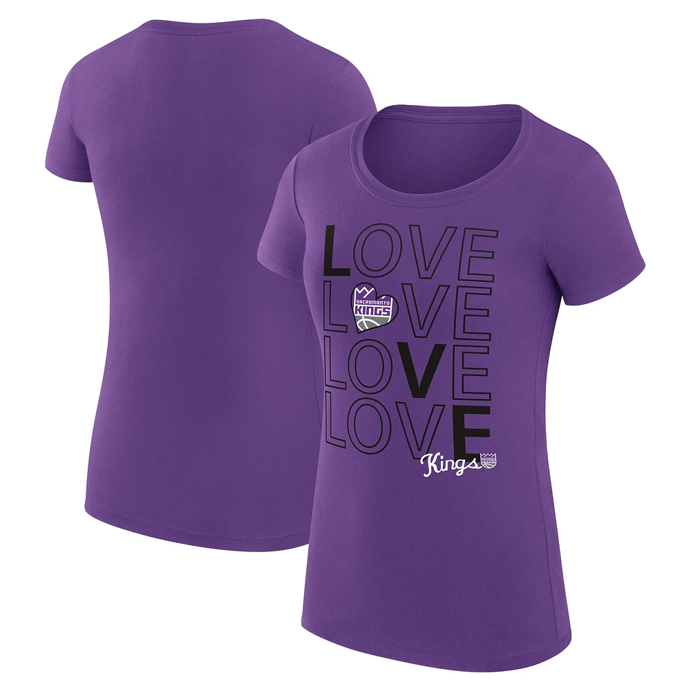 Women's G-III 4Her by Carl Banks Purple Sacramento Kings Super-Slim Fit Lightweight Basketball Love T-Shirt
