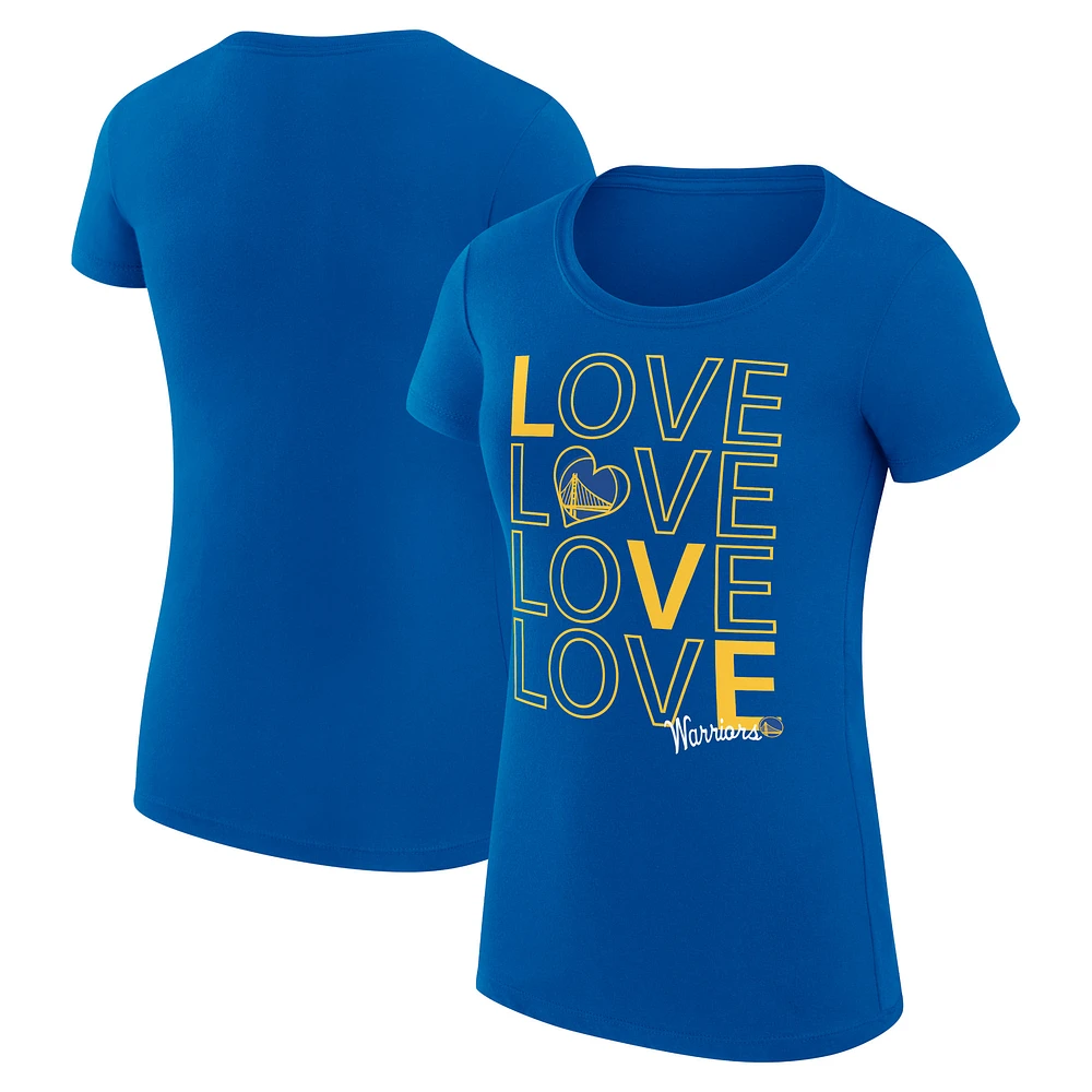 Women's G-III 4Her by Carl Banks Royal Golden State Warriors Super-Slim Fit Lightweight Basketball Love T-Shirt