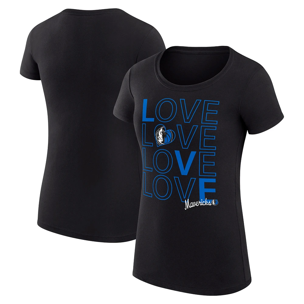 Women's G-III 4Her by Carl Banks Black Dallas Mavericks Super-Slim Fit Lightweight Basketball Love T-Shirt