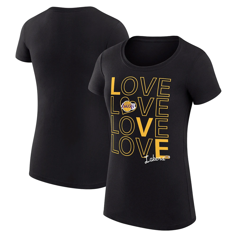 Women's G-III 4Her by Carl Banks Black Los Angeles Lakers Super-Slim Fit Lightweight Basketball Love T-Shirt