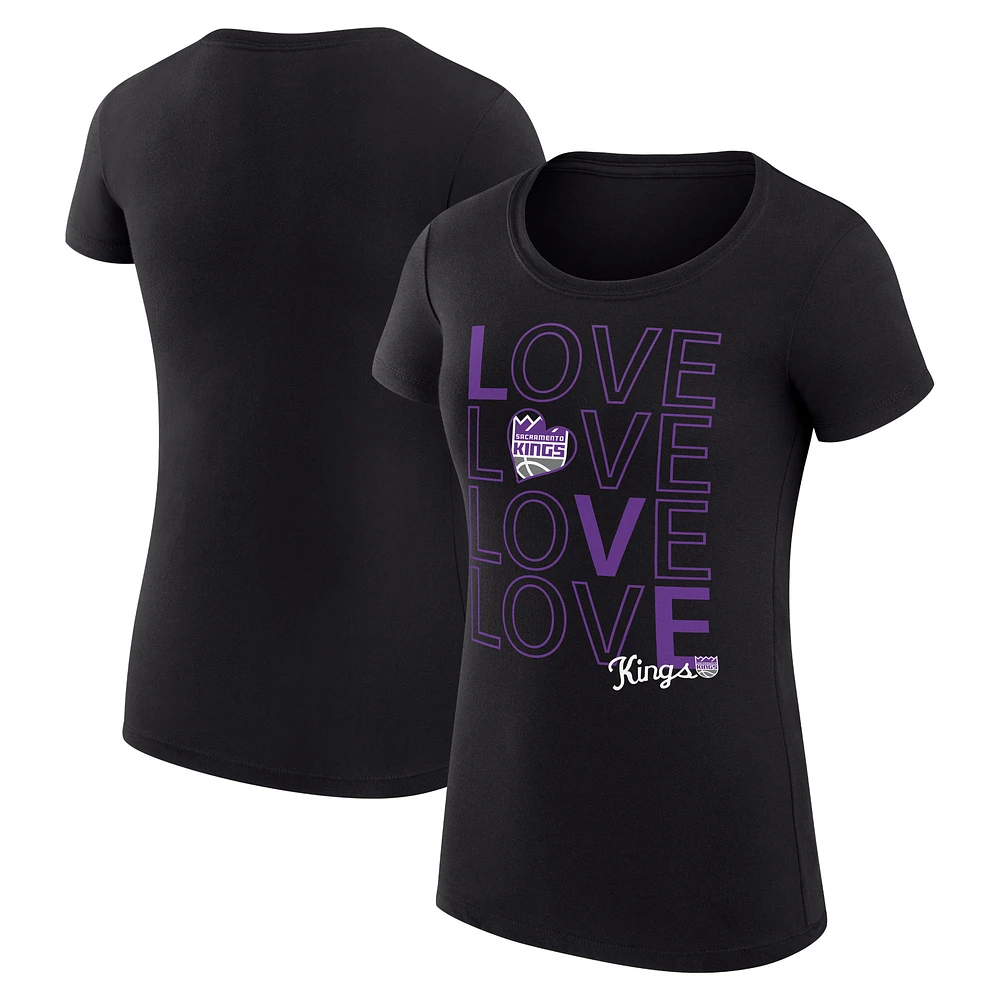Women's G-III 4Her by Carl Banks Black Sacramento Kings Super-Slim Fit Lightweight Basketball Love T-Shirt