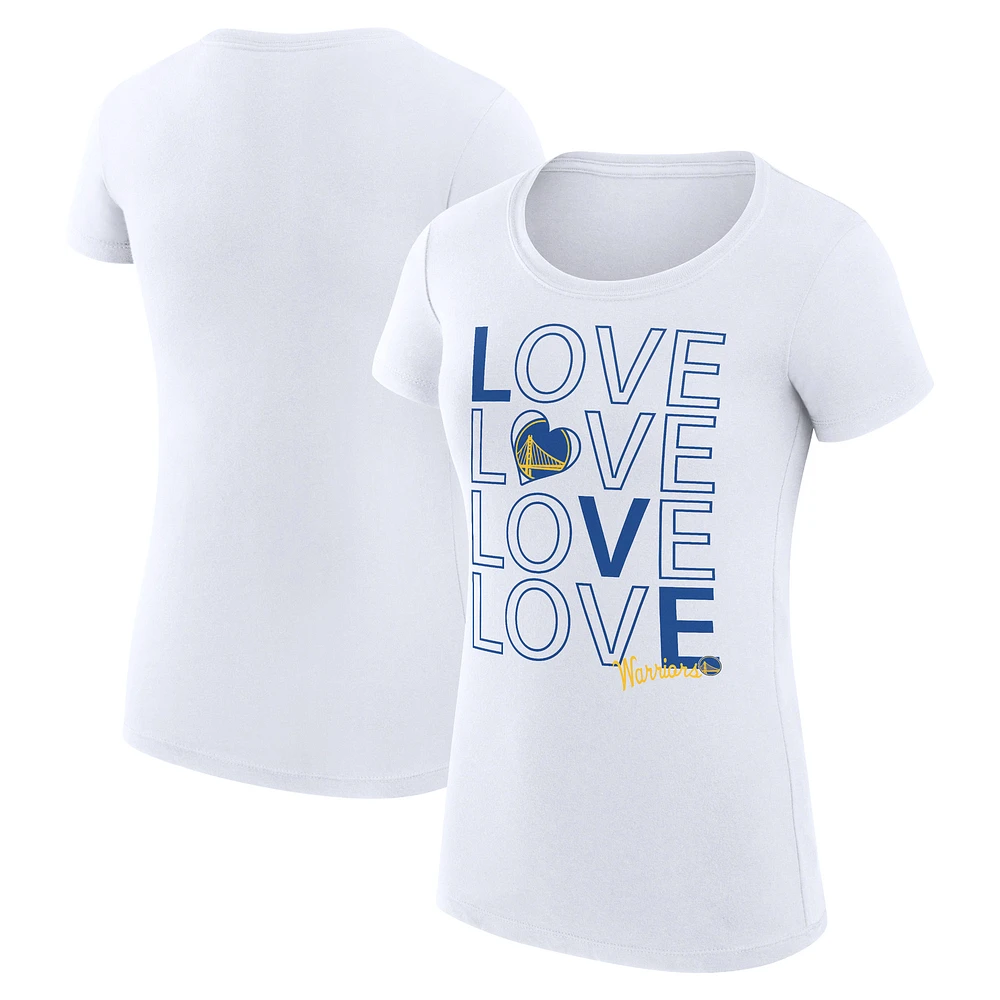 Women's G-III 4Her by Carl Banks White Golden State Warriors Super-Slim Fit Lightweight Basketball Love T-Shirt