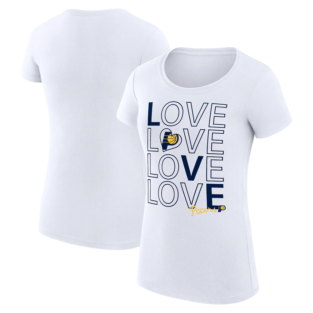 Women's G-III 4Her by Carl Banks White Indiana Pacers Super-Slim Fit Lightweight Basketball Love T-Shirt