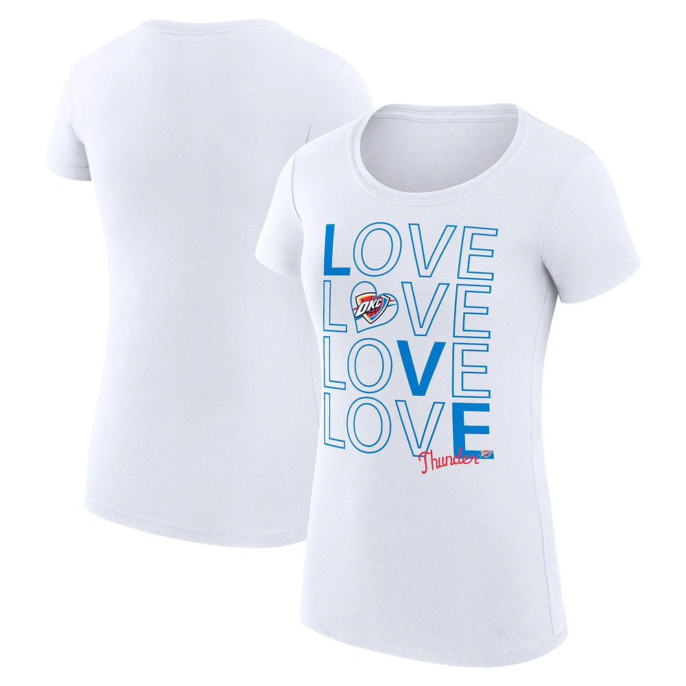 Women's G-III 4Her by Carl Banks White Oklahoma City Thunder Super-Slim Fit Lightweight Basketball Love T-Shirt