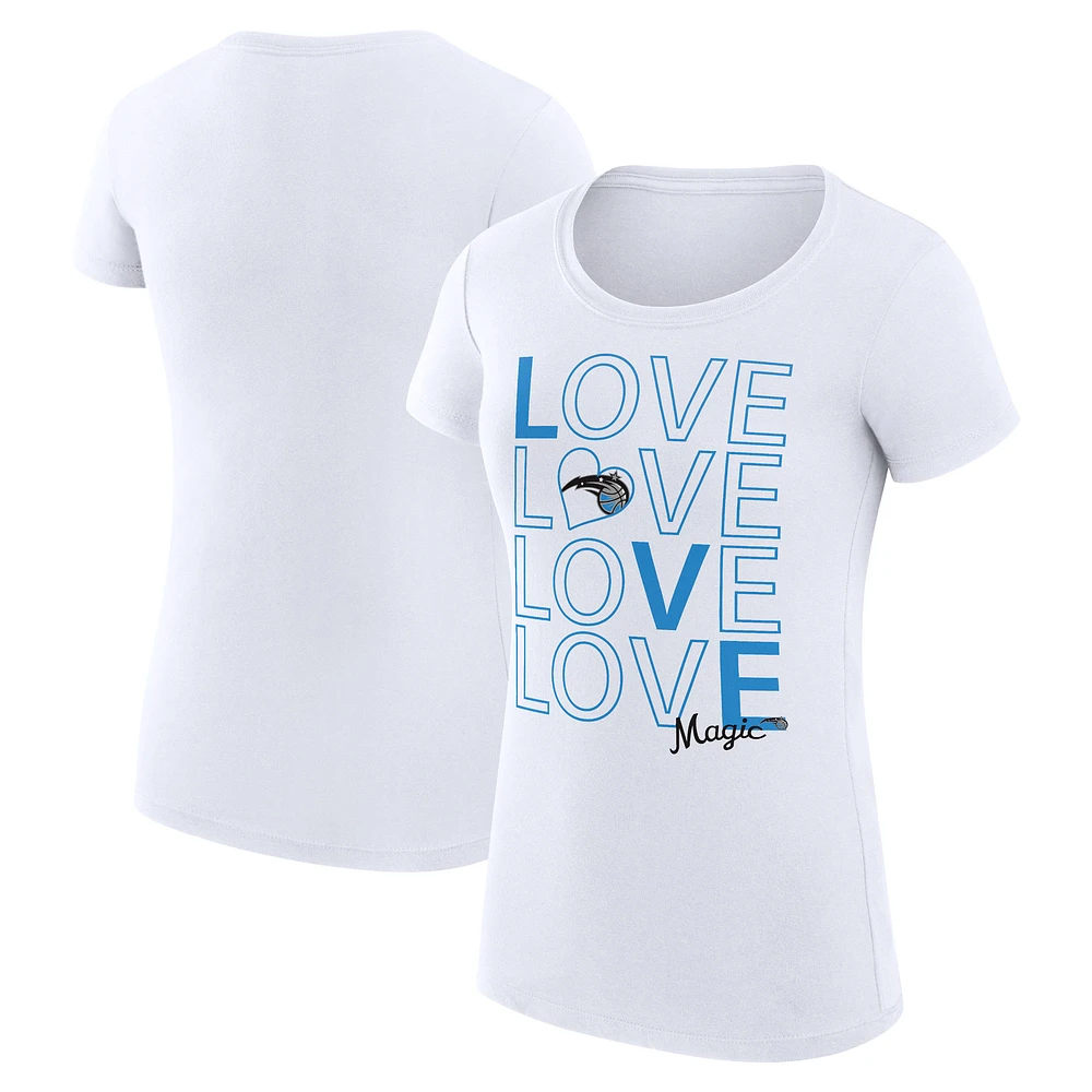 Women's G-III 4Her by Carl Banks White Orlando Magic Super-Slim Fit Lightweight Basketball Love T-Shirt