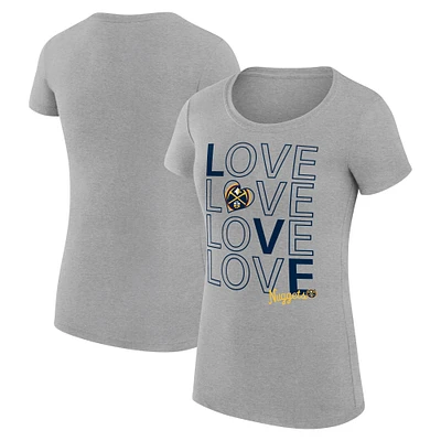 Women's G-III 4Her by Carl Banks Heather Gray Denver Nuggets Super-Slim Fit Lightweight Basketball Love T-Shirt
