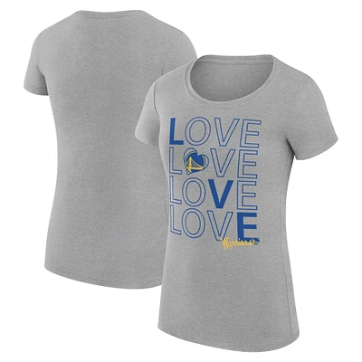 Women's G-III 4Her by Carl Banks Heather Gray Golden State Warriors Super-Slim Fit Lightweight Basketball Love T-Shirt