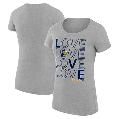 Women's G-III 4Her by Carl Banks Heather Gray Indiana Pacers Super-Slim Fit Lightweight Basketball Love T-Shirt