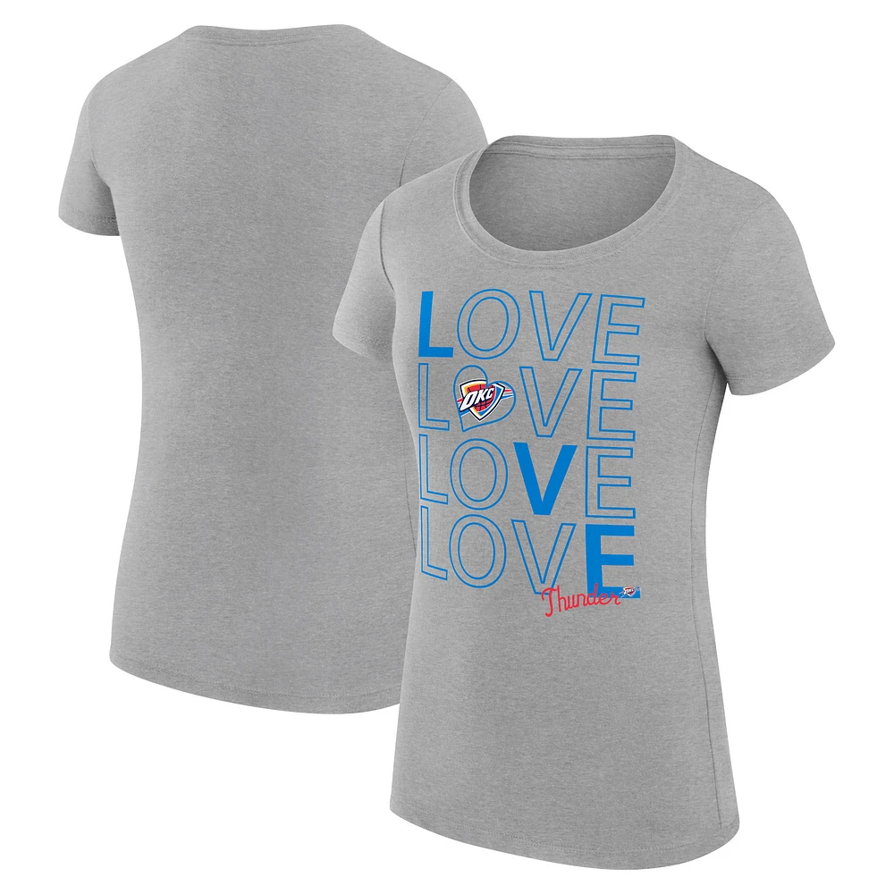 Women's G-III 4Her by Carl Banks Heather Gray Oklahoma City Thunder Super-Slim Fit Lightweight Basketball Love T-Shirt