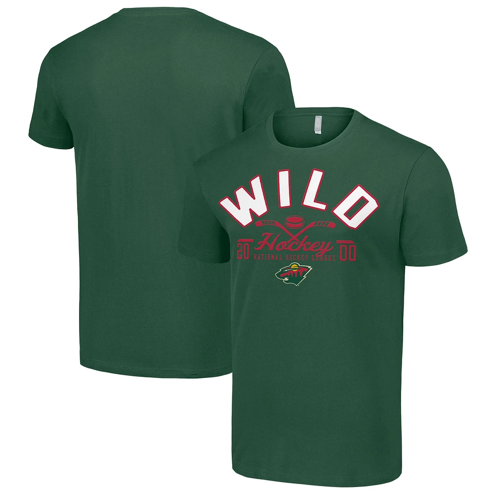 Men's Starter Green Minnesota Wild Half Puck T-Shirt