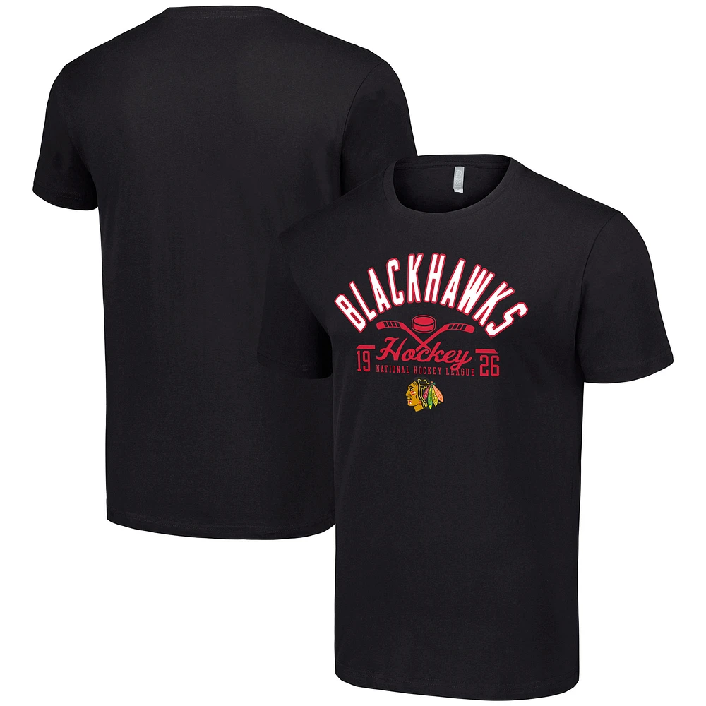Men's Starter Black Chicago Blackhawks Half Puck T-Shirt