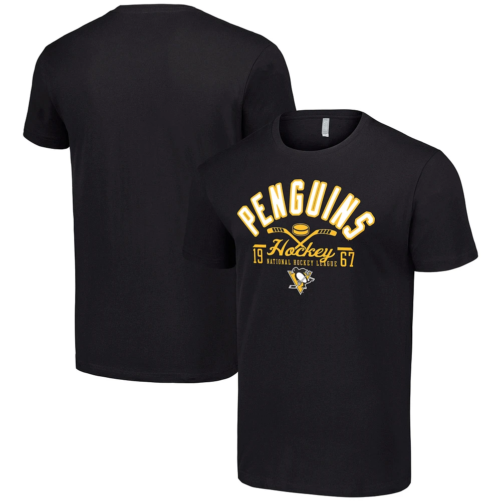 Men's Starter Black Pittsburgh Penguins Half Puck T-Shirt