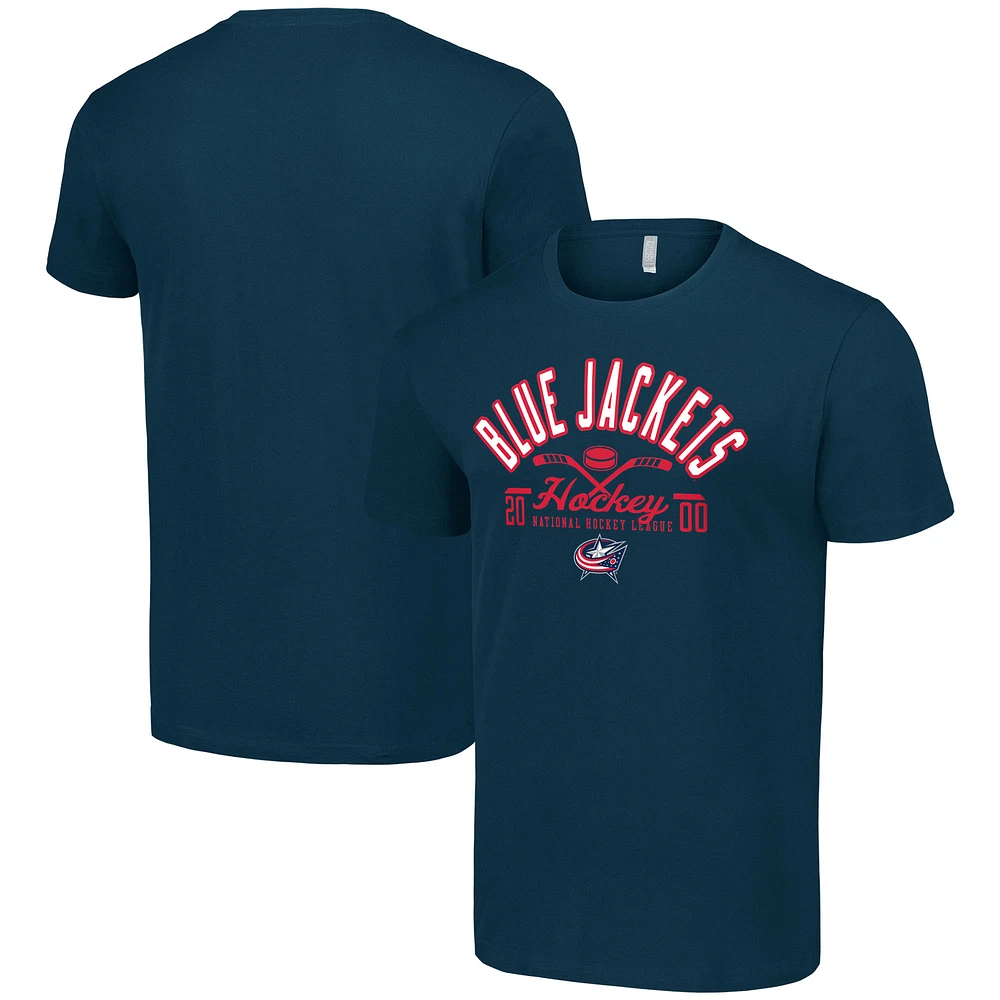 Men's Starter Navy Columbus Blue Jackets Half Puck T-Shirt