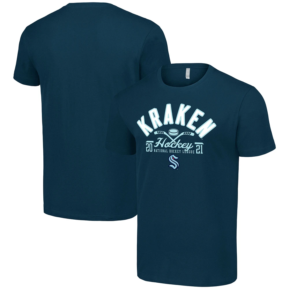 Men's Starter Deep Sea Blue Seattle Kraken Half Puck T-Shirt