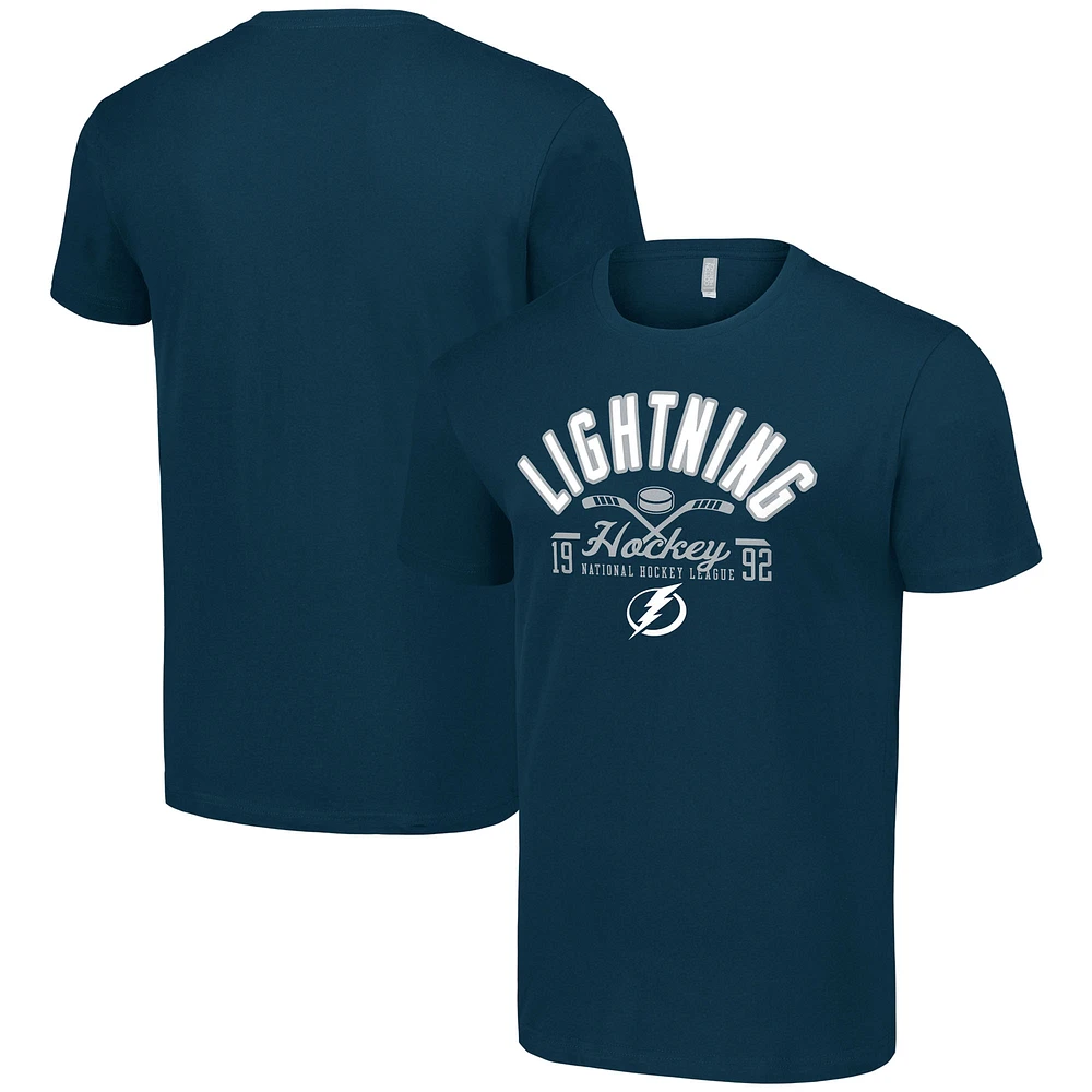 Men's Starter Navy Tampa Bay Lightning Half Puck T-Shirt