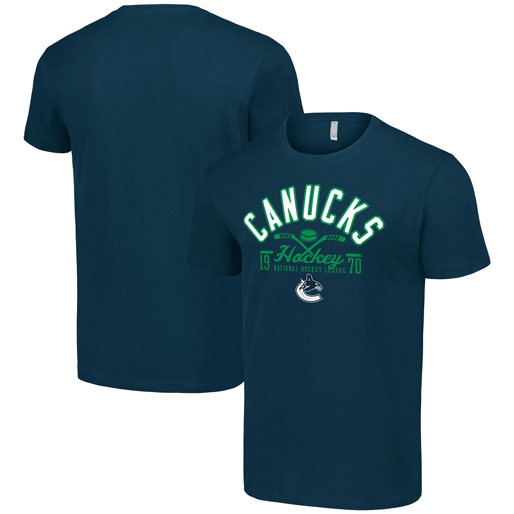 Men's Starter Navy Vancouver Canucks Half Puck T-Shirt