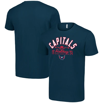 Men's Starter Navy Washington Capitals Half Puck T-Shirt