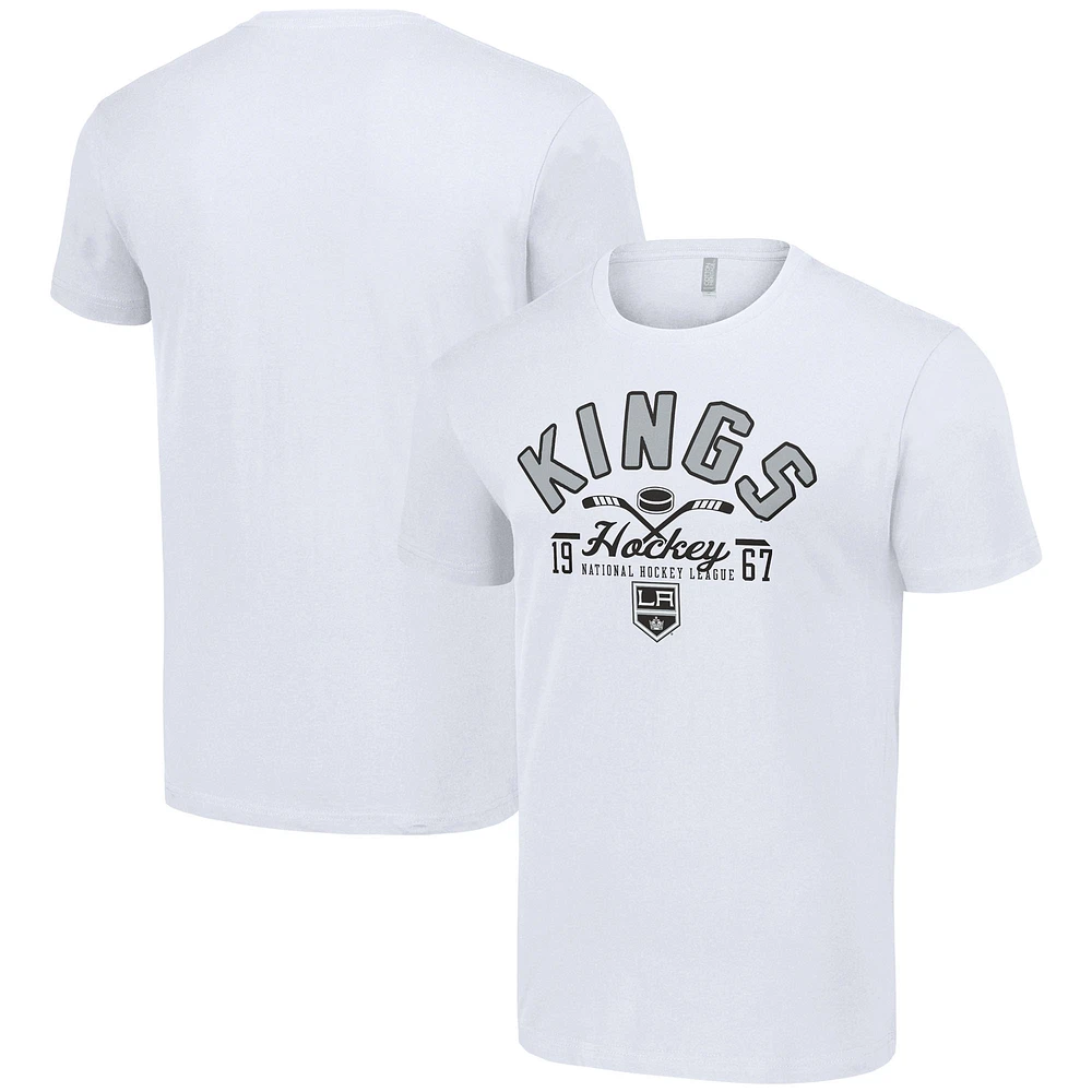 Men's Starter White Los Angeles Kings Half Puck T-Shirt