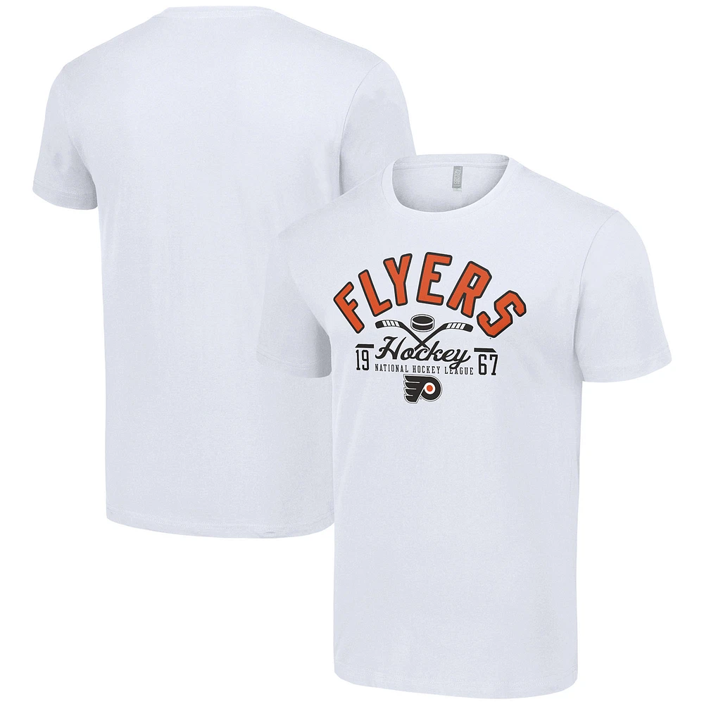 Men's Starter White Philadelphia Flyers Half Puck T-Shirt