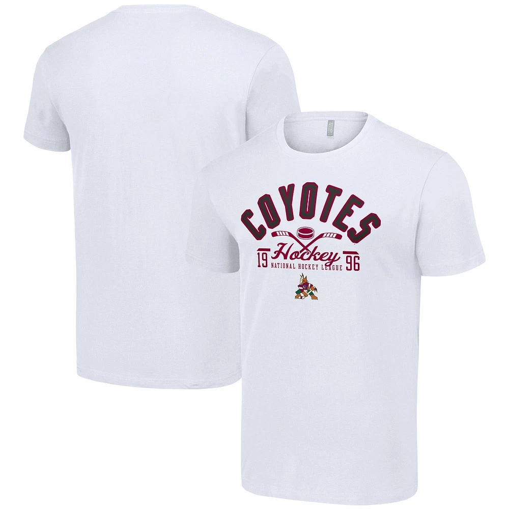Men's Starter White Arizona Coyotes Half Puck T-Shirt