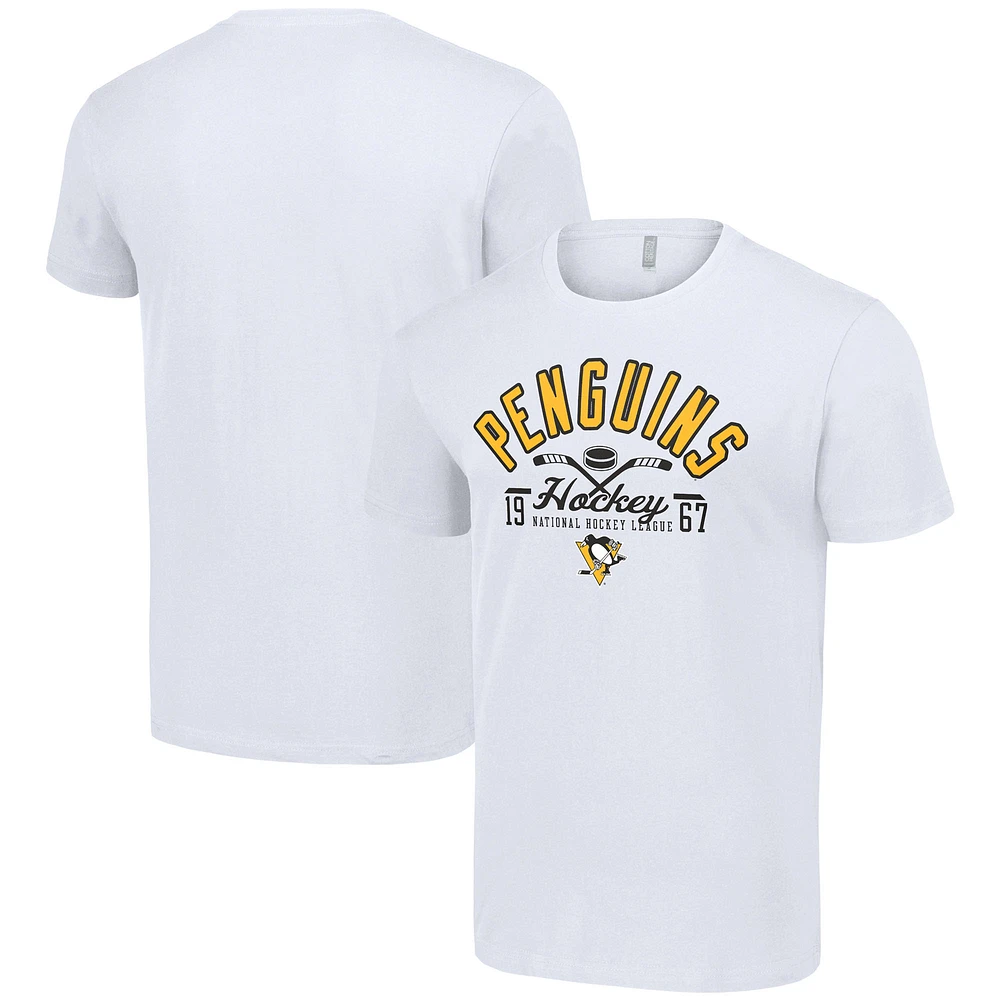 Men's Starter White Pittsburgh Penguins Half Puck T-Shirt