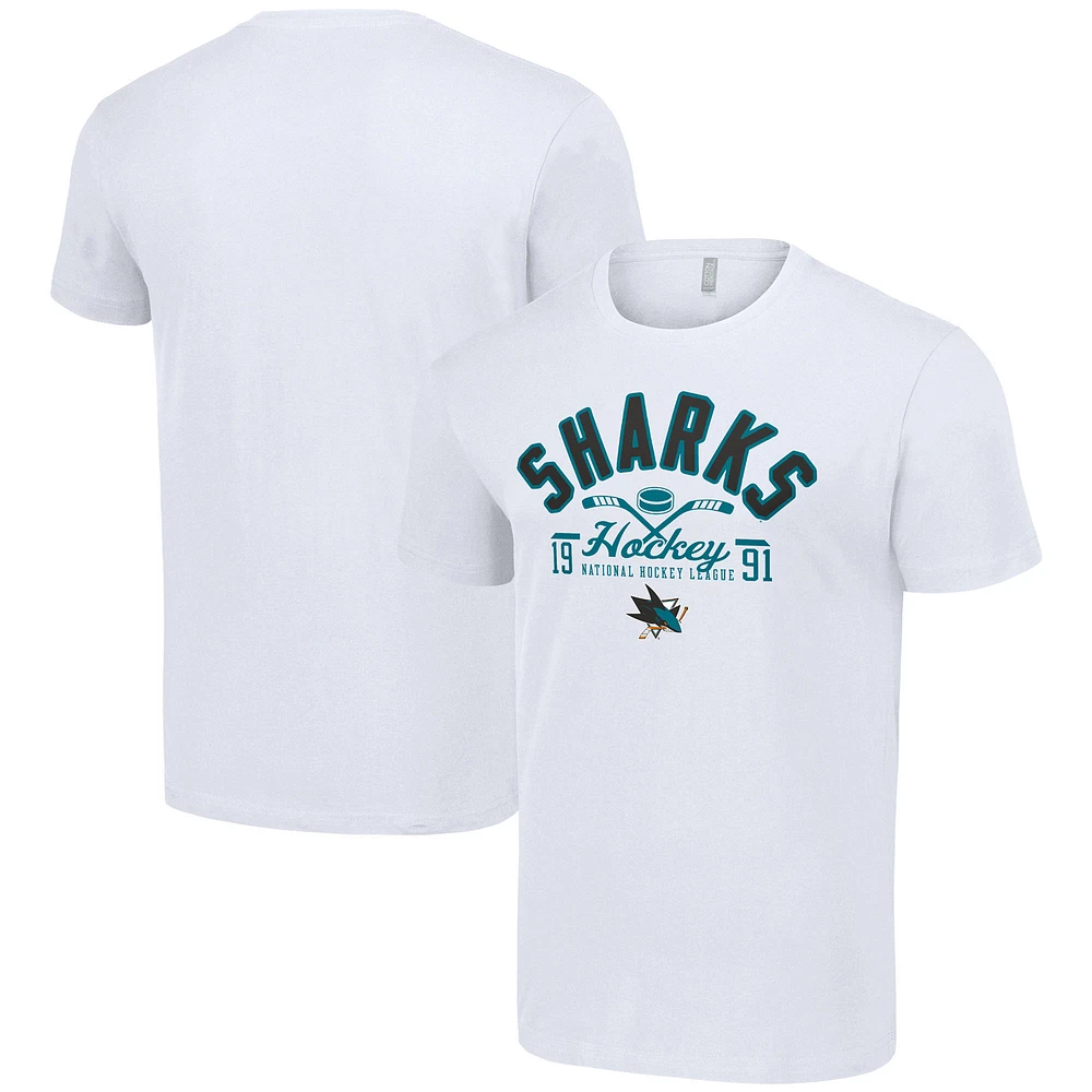 Men's Starter White San Jose Sharks Half Puck T-Shirt