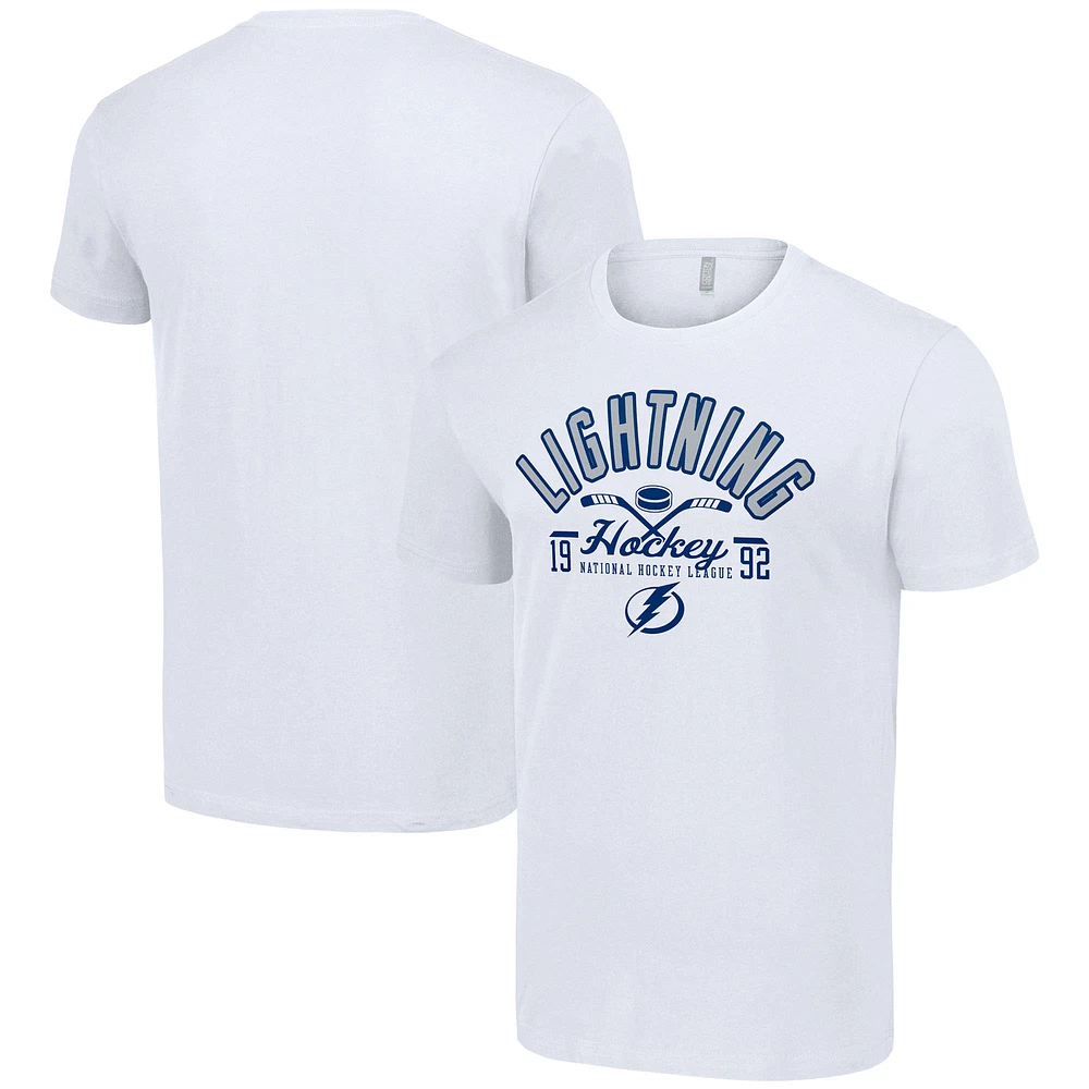 Men's Starter White Tampa Bay Lightning Half Puck T-Shirt