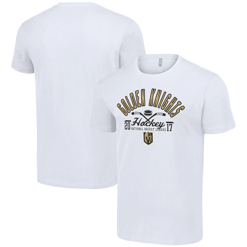 Men's Starter White Vegas Golden Knights Half Puck T-Shirt