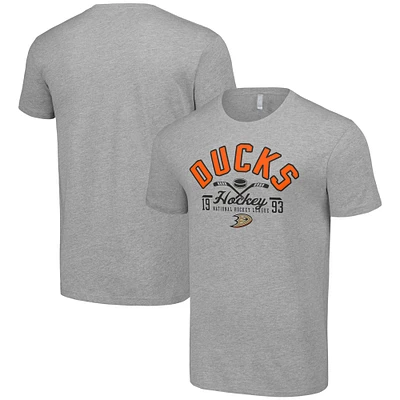 Men's Starter Heather Gray Anaheim Ducks Half Puck T-Shirt