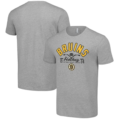 Men's Starter Heather Gray Boston Bruins Half Puck T-Shirt