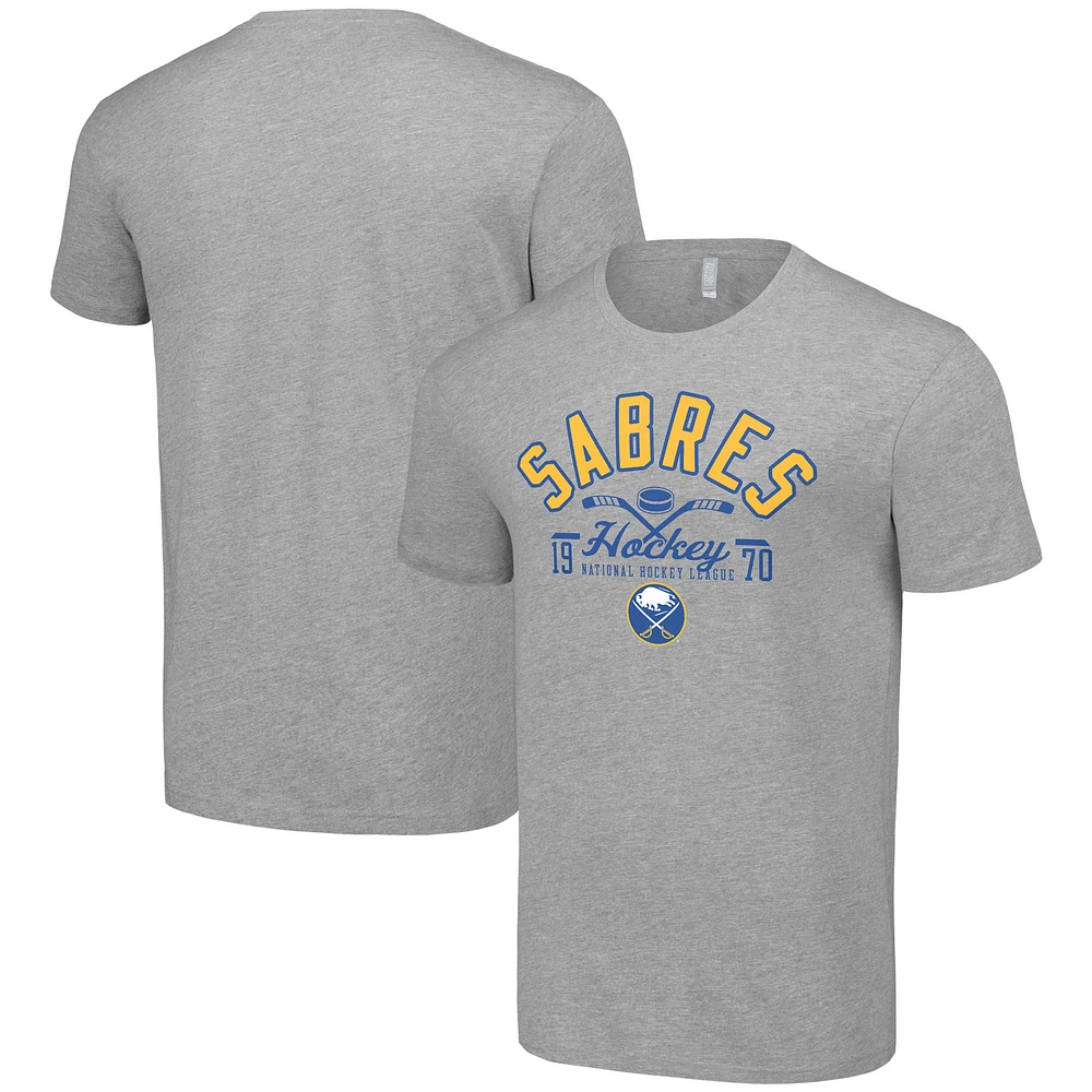 Men's Starter Heather Gray Buffalo Sabres Half Puck T-Shirt